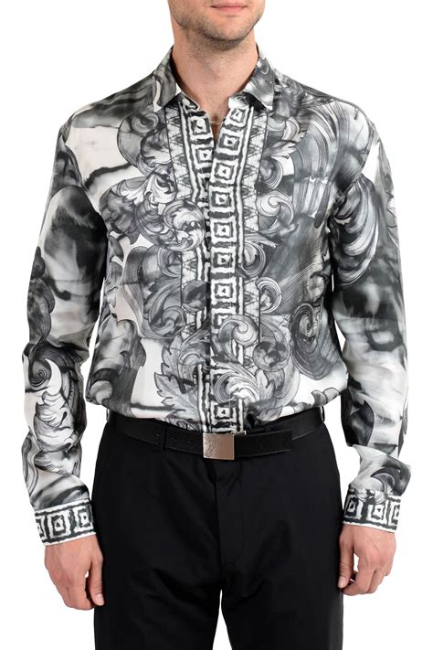 versace long sleeve shirt mens|Versace collection men shirt white.